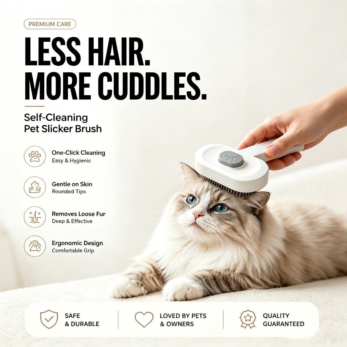 One-Click Self-Cleaning Slicker Brush for Dogs & Cats – view 2