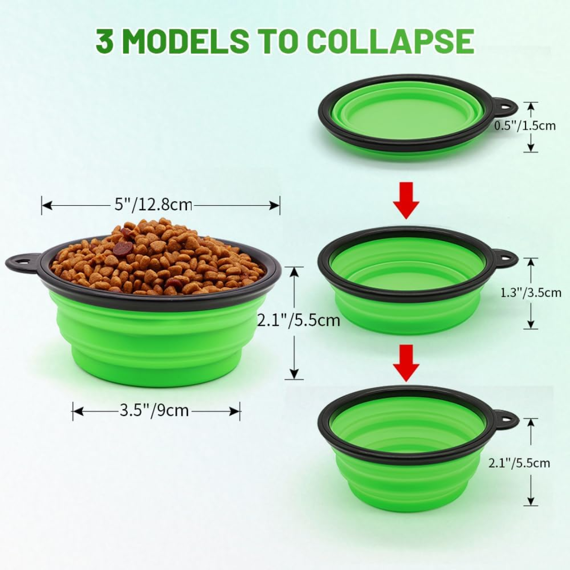 Collapsible Pet Bowls with Carabiners – 2 Pack – view 3