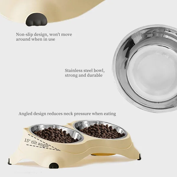 Non-Slip Double Stainless Steel Food & Water Bowl Set – view 2