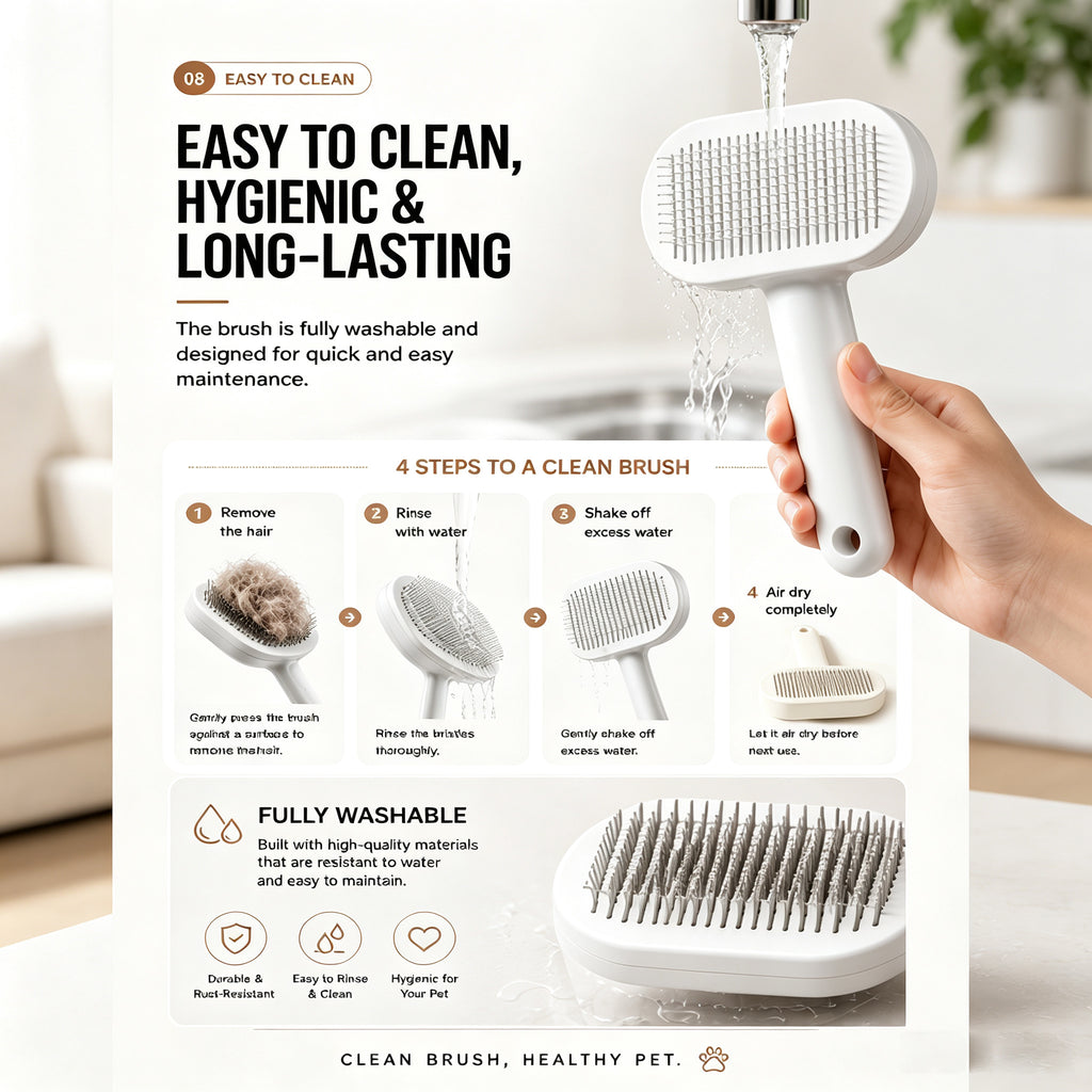 One-Click Self-Cleaning Slicker Brush for Dogs & Cats – Happy Tails Co.