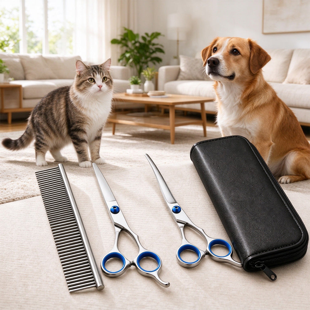 4-in-1 Stainless Steel Pet Grooming Scissors Kit – Happy Tails Co.