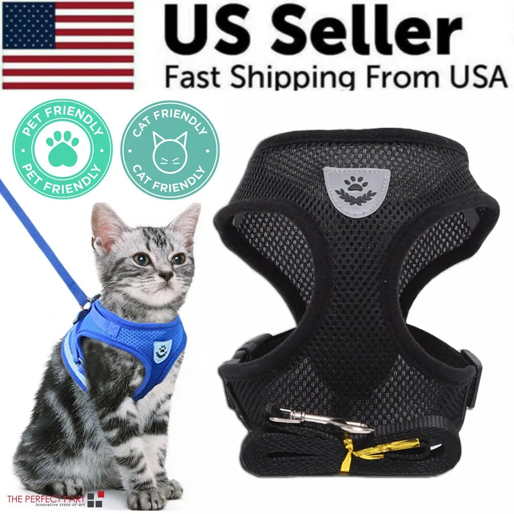 Escape-Proof Reflective Cat & Dog Harness with Leash – view 2