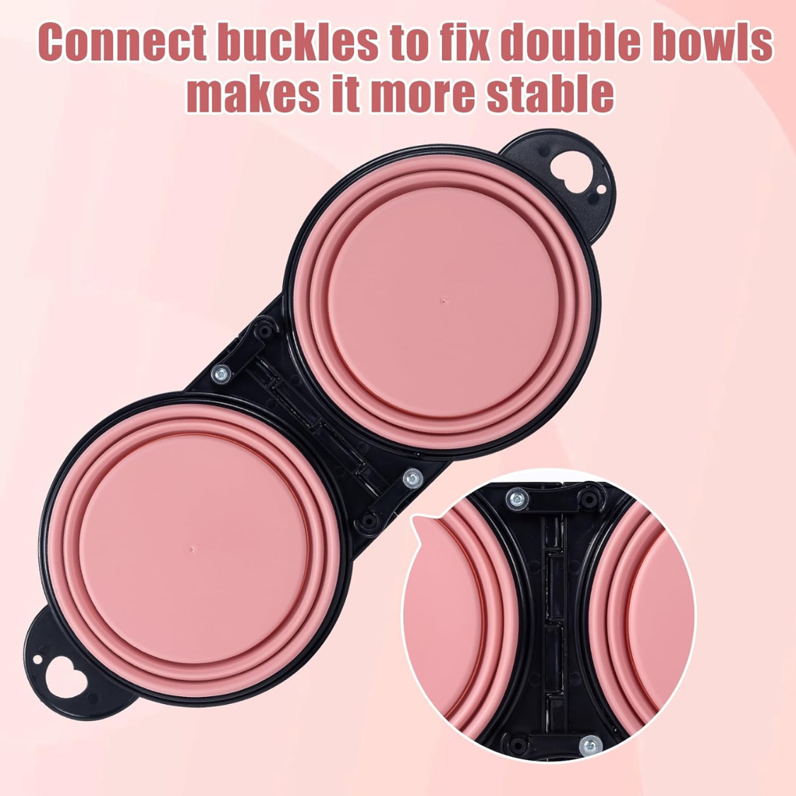 Foldable Double Travel Bowl with Lock Clips – view 3