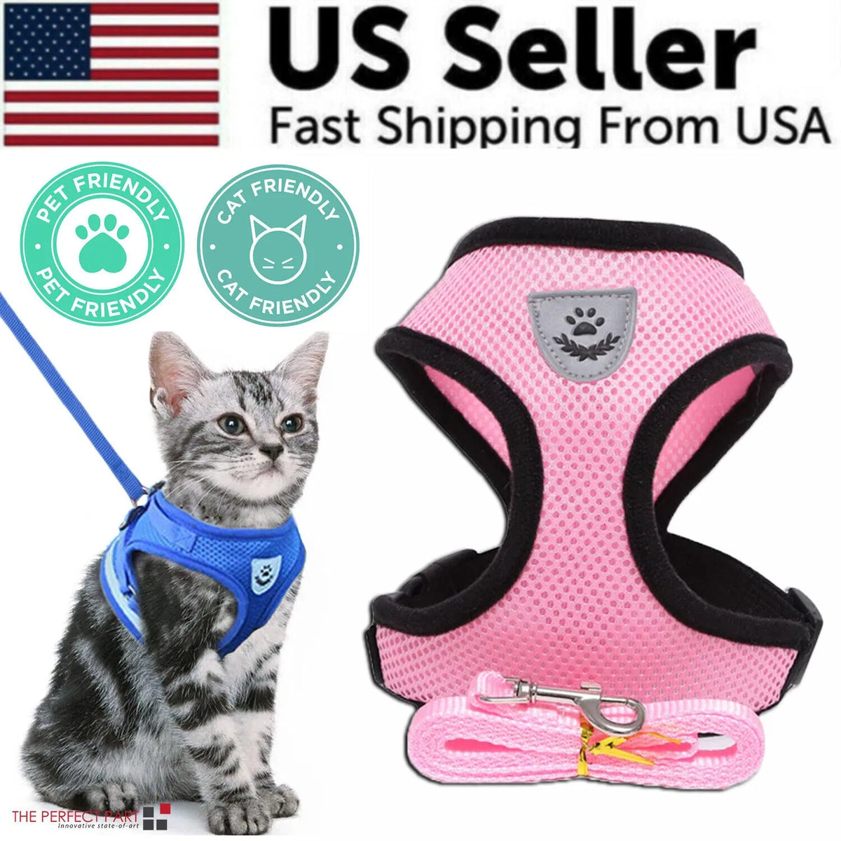 Escape-Proof Reflective Cat & Dog Harness with Leash – Happy Tails Co.