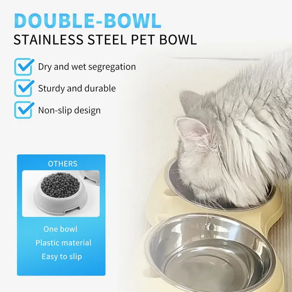 Non-Slip Double Stainless Steel Food & Water Bowl Set – view 3