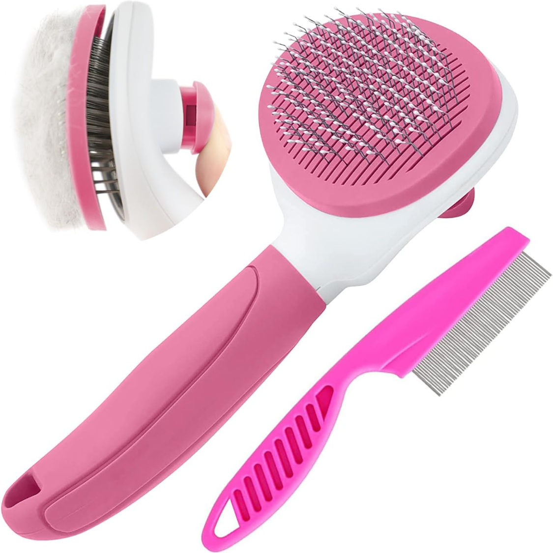 Self-Cleaning Pet Brush & Metal Comb Set – Happy Tails Co.