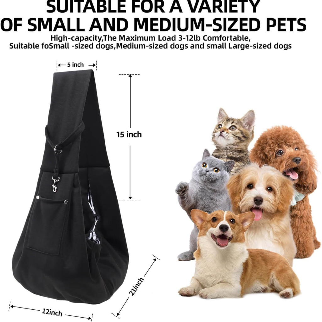 Hands-Free Pet Sling Carrier with Safety Strap – view 2