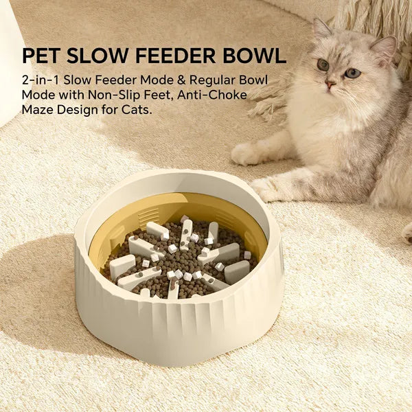 2-in-1 Switchable Slow Feeder Cat Bowl – Happy Tails Co.