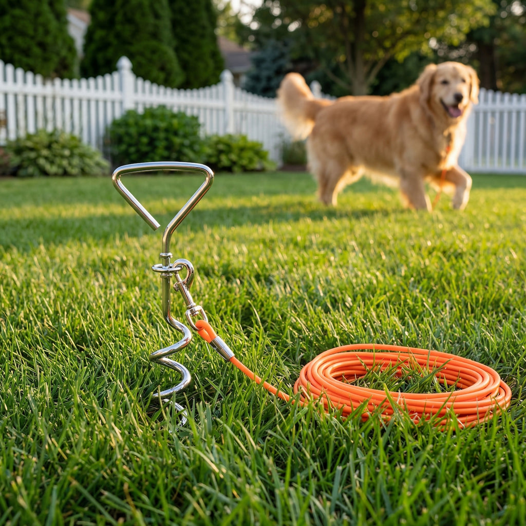 Yard Stake & 30ft Tie-Out Leash for Dogs – Happy Tails Co.