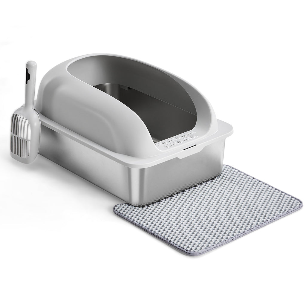 Large Stainless Steel Cat Litter Box with Lid & Scoop – view 2