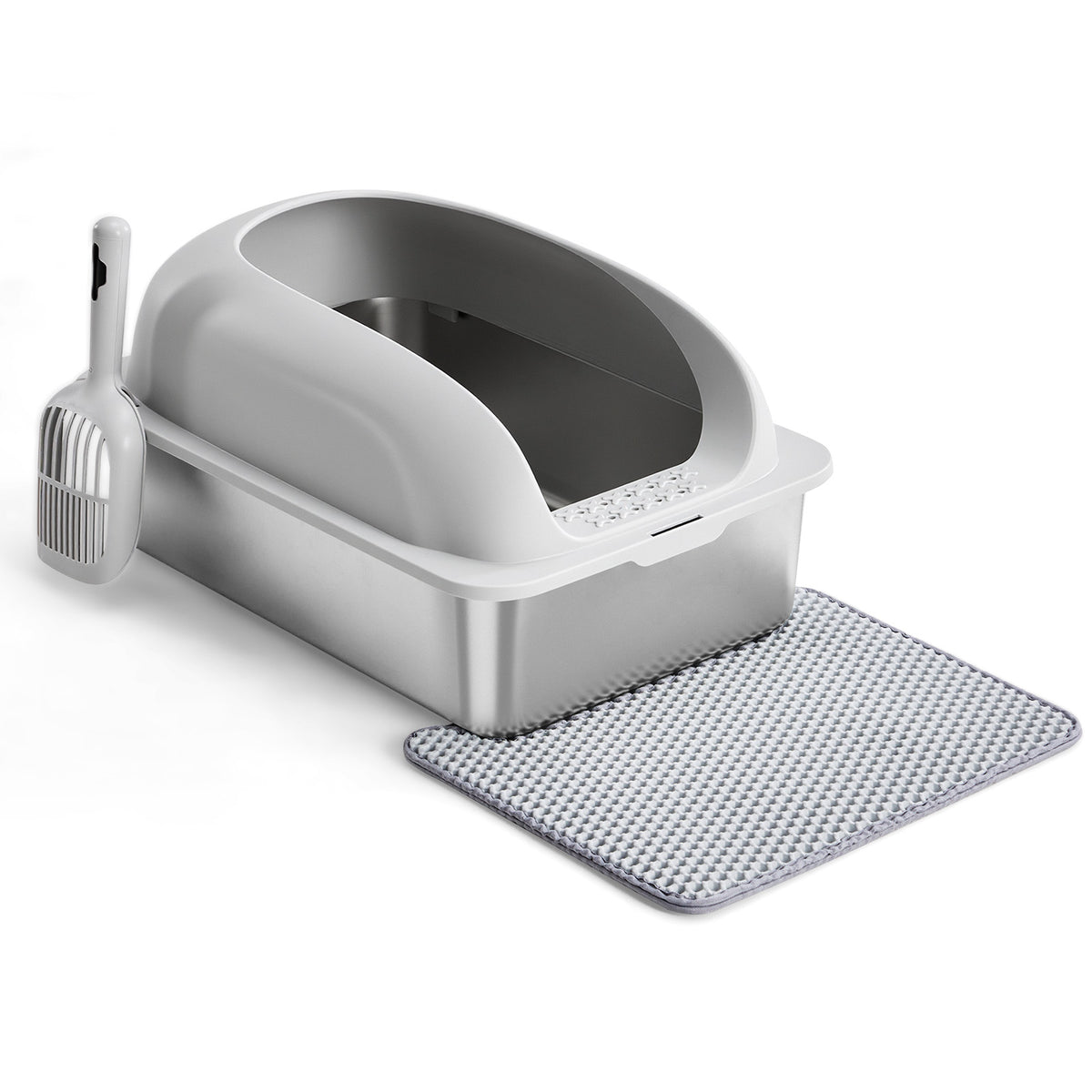 Large Stainless Steel Cat Litter Box with Lid & Scoop – view 2