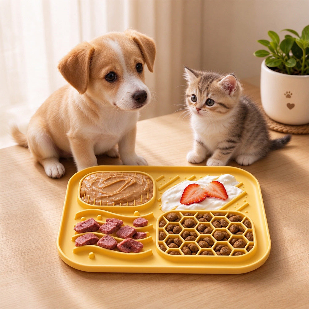 4-Zone Silicone Lick Mat with Suction Cups – Happy Tails Co.