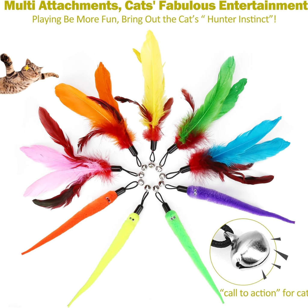Retractable Feather Wand Cat Toy Set – 2 Wands + 9 Refills – view 2
