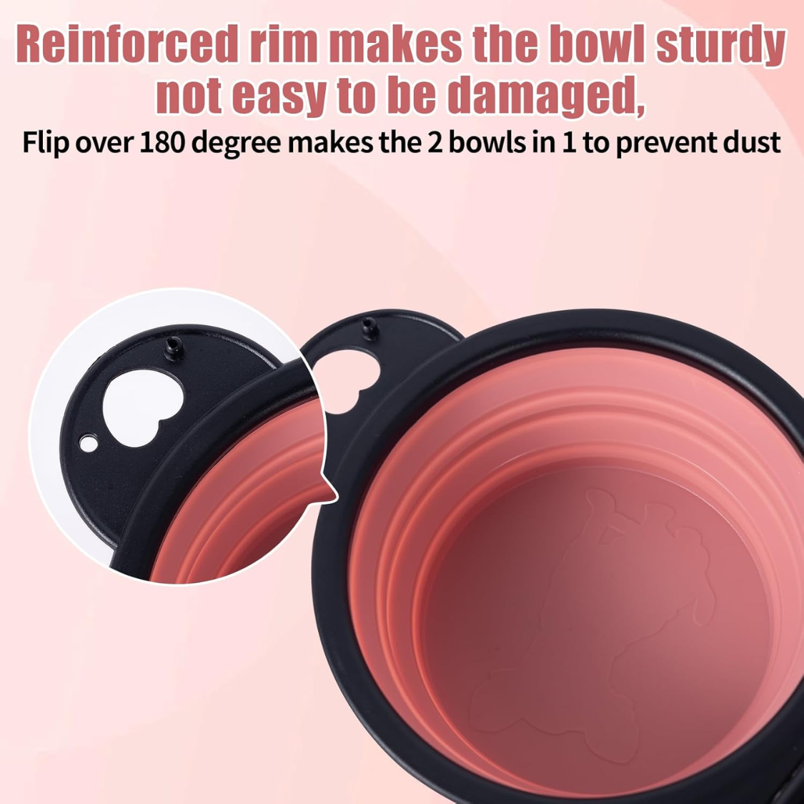 Foldable Double Travel Bowl with Lock Clips – view 2