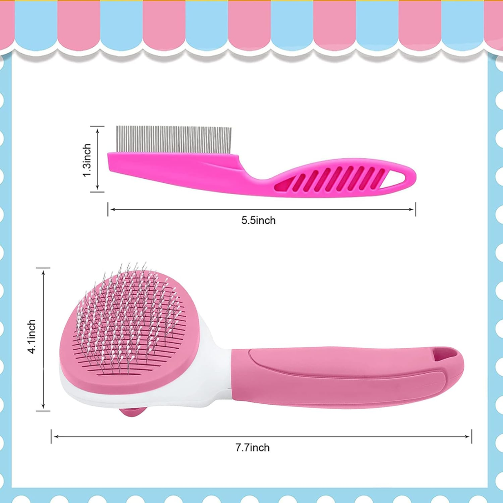 Self-Cleaning Pet Brush & Metal Comb Set – view 2