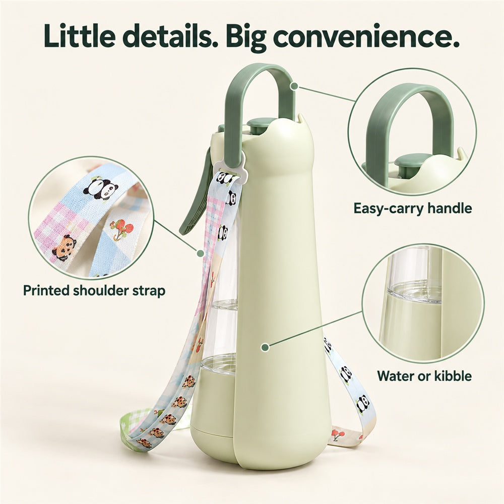 3-in-1 Portable Dog Water Bottle with Mist Sprayer & Snack Storage – view 2