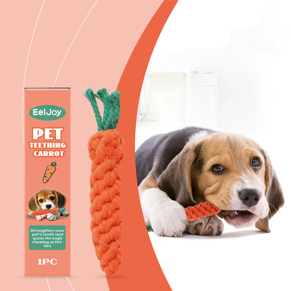 Cotton Rope Carrot Chew Toy for Puppies – view 2