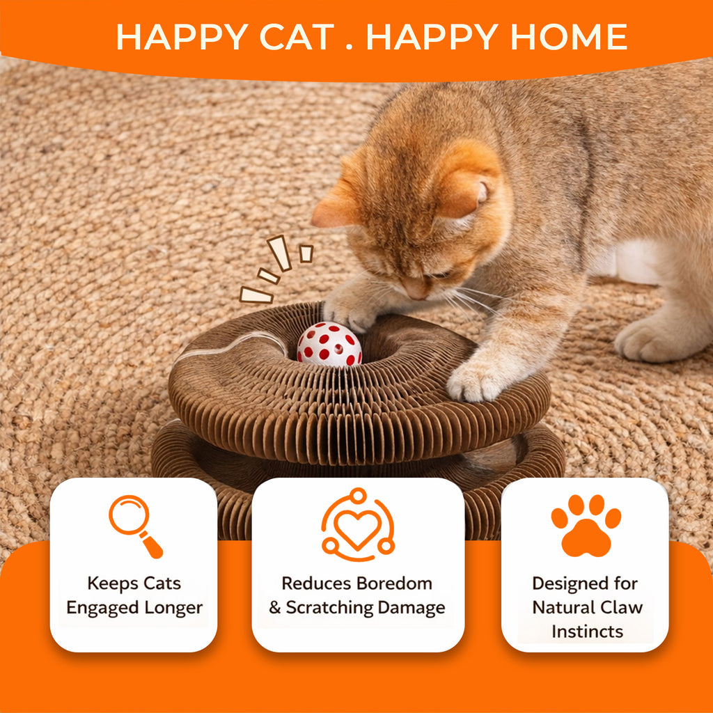 Kitty Curls Foldable Accordion Cat Scratcher with Ball – view 2