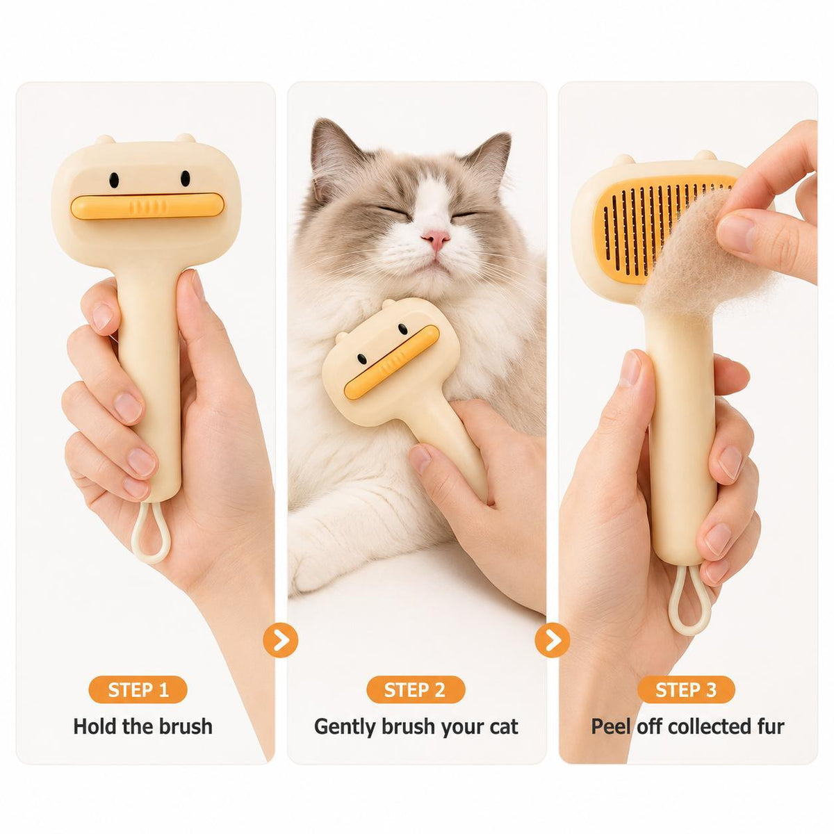 Cute Bear Self-Cleaning Deshedding Brush – view 3