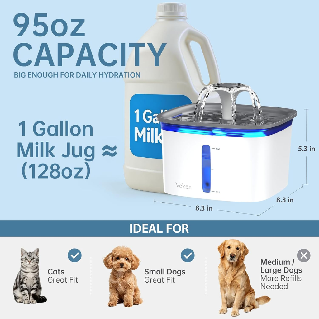 95oz Automatic Cat Water Fountain with Filters – view 3