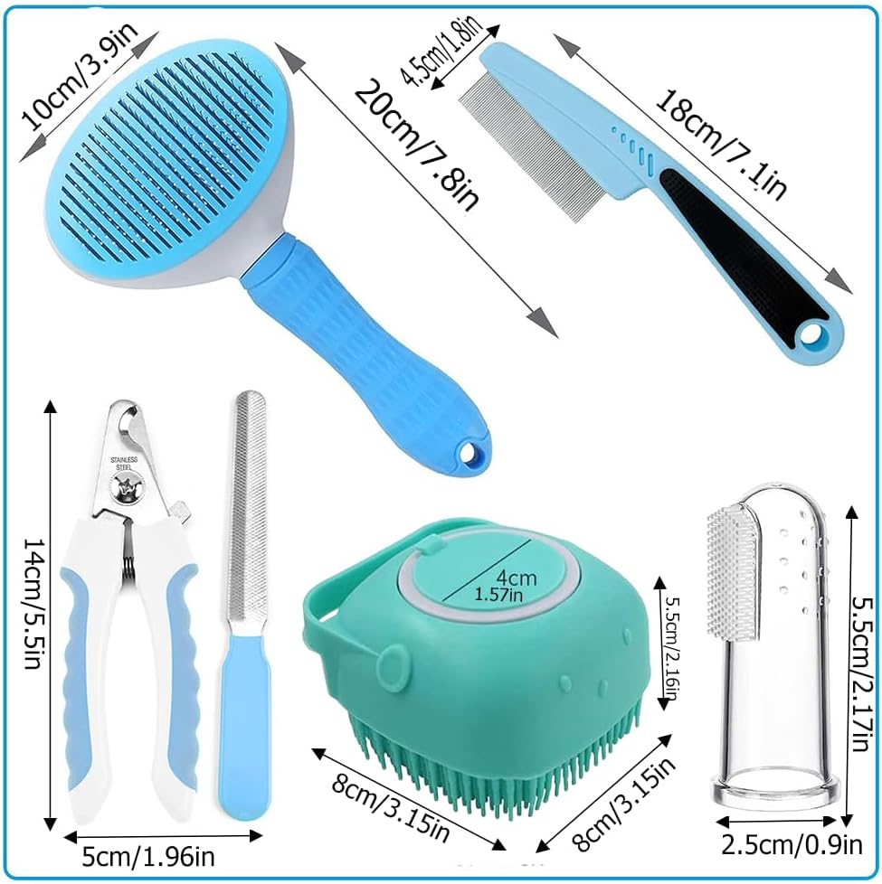 7-Piece Pet Grooming Kit with Self-Cleaning Shedding Brush – view 2