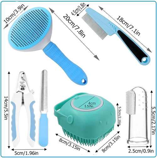 7-Piece Pet Grooming Kit with Self-Cleaning Shedding Brush – view 2